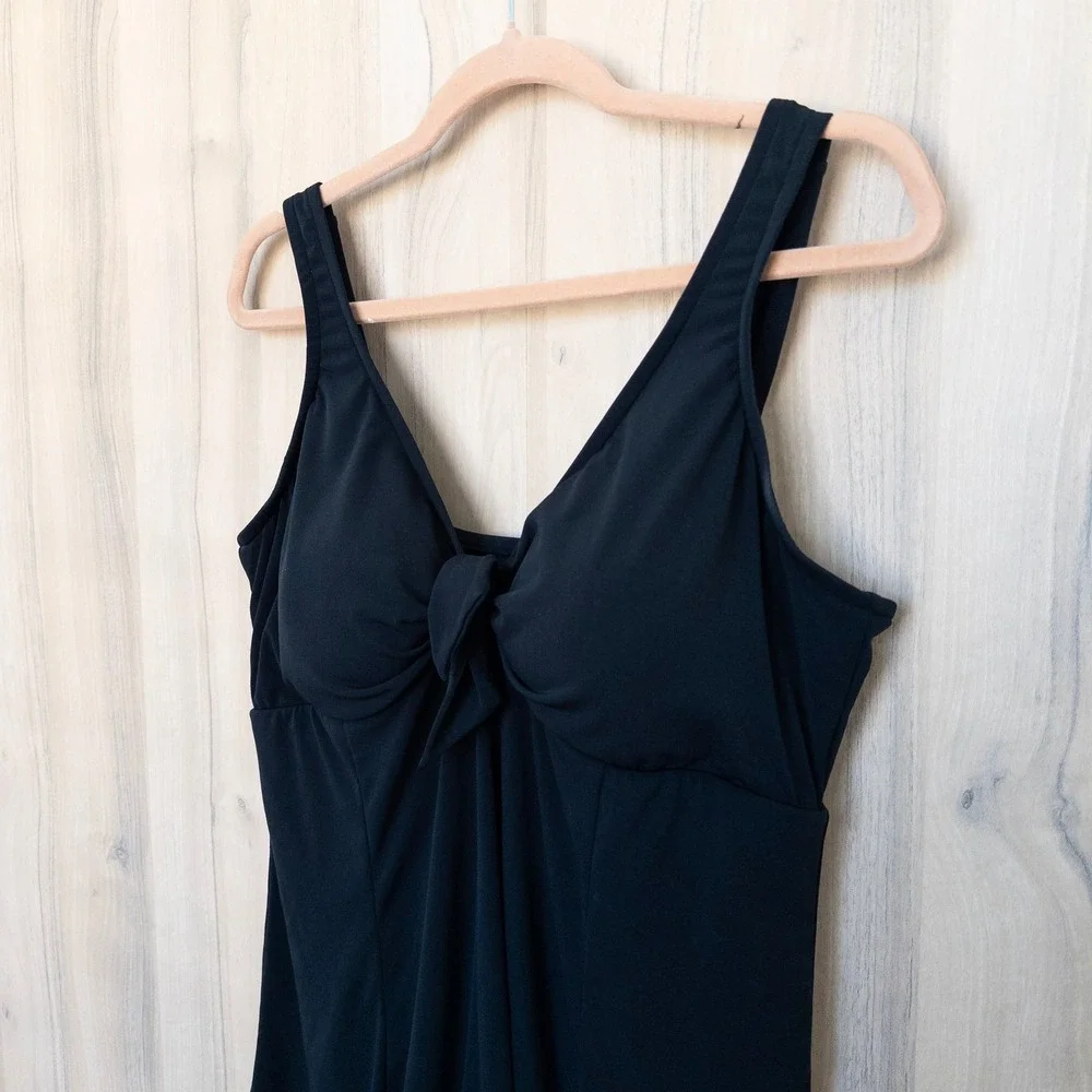 Slimshaper Womens Swim Dress 18 Black Modest Beach Minimal Tummy Control